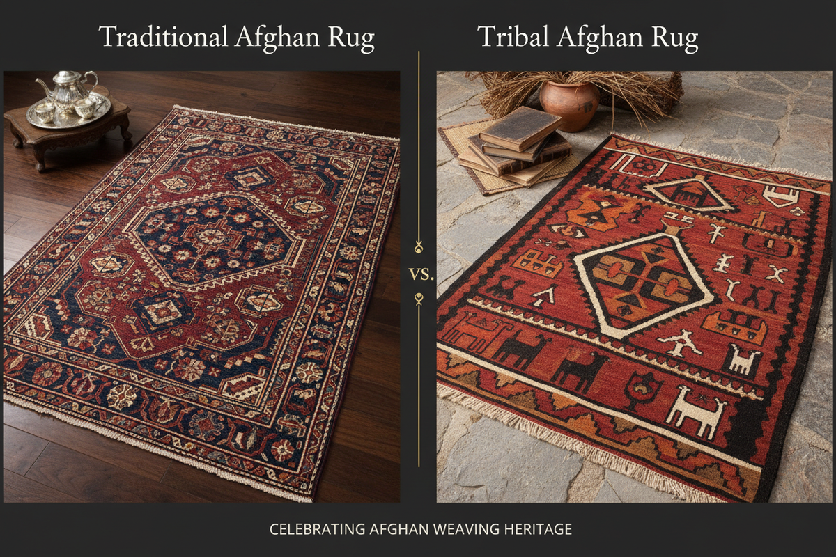 Traditional vs. Tribal Afghan Rugs: Unraveling the Differences in Design & Heritage