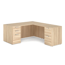 OfficeSource OS Laminate Collection Double Full Pedestal ''L'' Desk - 66'' x 30''