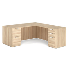 OfficeSource OS Laminate Collection Double Full Pedestal ''L'' Desk - 71'' x 30''
