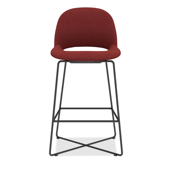 OfficeSource | Jola | Bar Height Fabric Stool with Black Metal Base - Set of 2