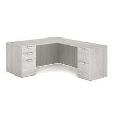 OfficeSource OS Laminate Collection Double Full Pedestal ''L'' Desk - 66'' x 30''