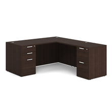 OfficeSource OS Laminate Collection Double Full Pedestal ''L'' Desk - 66'' x 30''