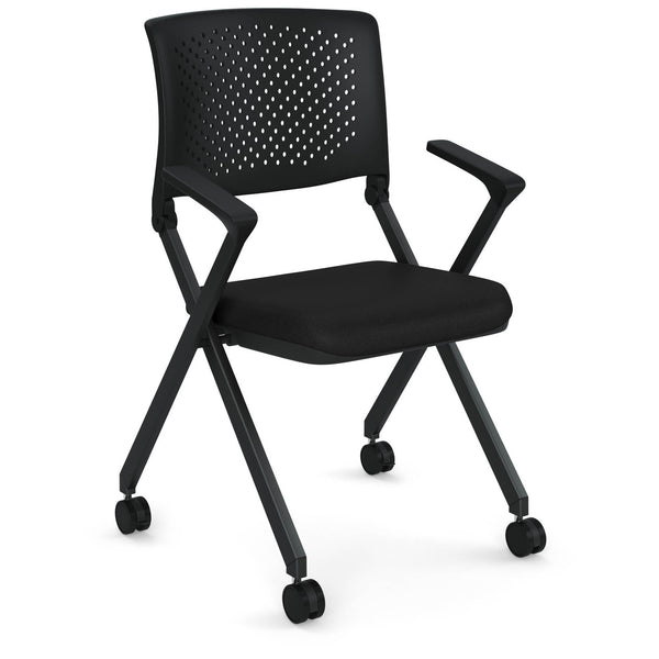 OfficeSource | Julep | Nesting Chair with Arms and Casters, Black Frame