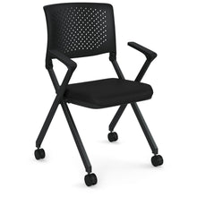OfficeSource | Julep | Nesting Chair with Arms and Casters, Black Frame