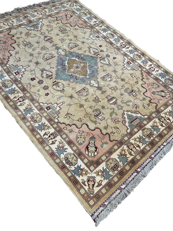 7x5 Afghan Caravan Collection Rug – Tribal Red & Black Wool