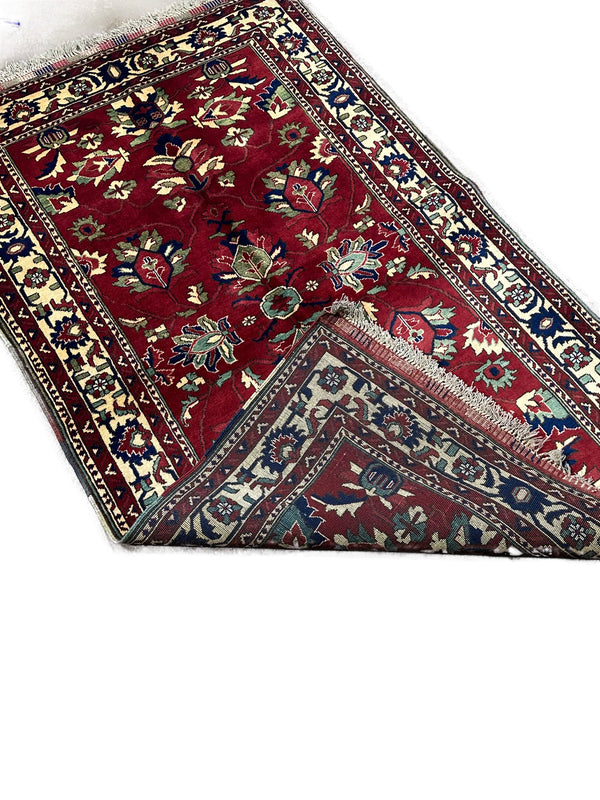 3x5 Afghan Caravan Collection Rug – Tribal Red & Black Wool