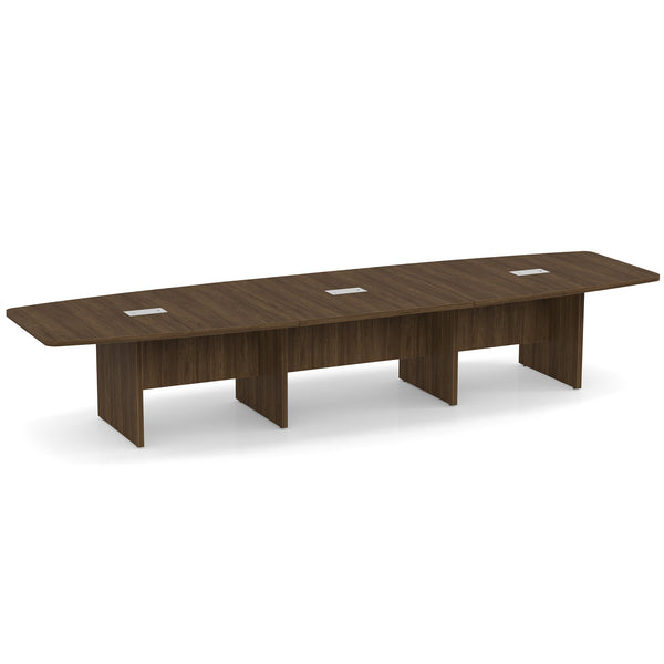 OfficeSource | OS Laminate Conference Tables | Expandable Boat Shaped Conference Table with Slab Base - 14'