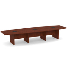 OfficeSource | OS Laminate Conference Tables | Expandable Boat Shaped Conference Table with Slab Base - 14'