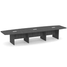 OfficeSource | OS Laminate Conference Tables | Expandable Boat Shaped Conference Table with Slab Base - 14'