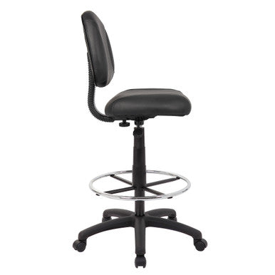 OfficeSource | Effort | Black Leather Armless Deluxe Posture Chair with Footring and Black Frame