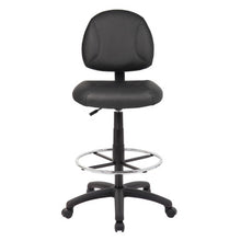 OfficeSource | Effort | Black Leather Armless Deluxe Posture Chair with Footring and Black Frame