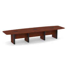 OfficeSource | OS Laminate Conference Tables | Expandable Boat Shaped Conference Table with Elliptical Base - 14'