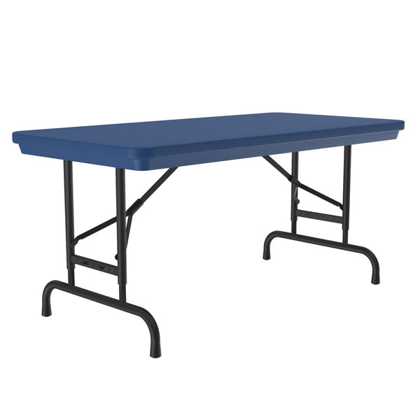 OfficeSource | Colorful Blow Mold Folding Tables | Adjustable Height Blow Mold Table - 48'' x 24''