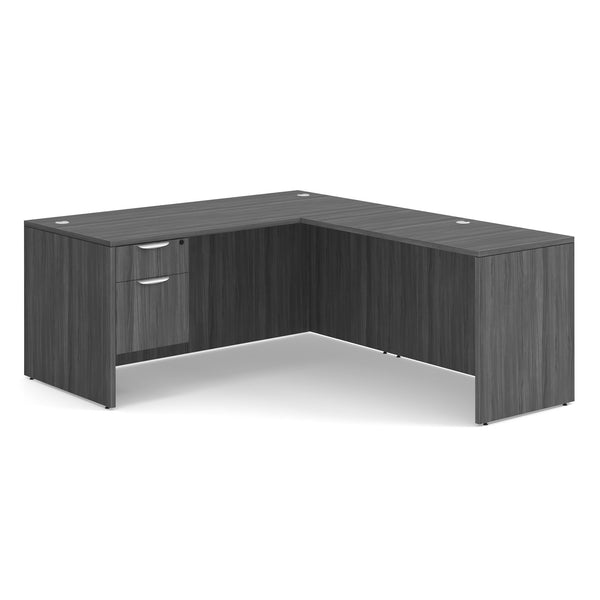 OfficeSource OS Laminate Collection Single 3/4 Pedestal ''L'' Desk - 66'' x 30''