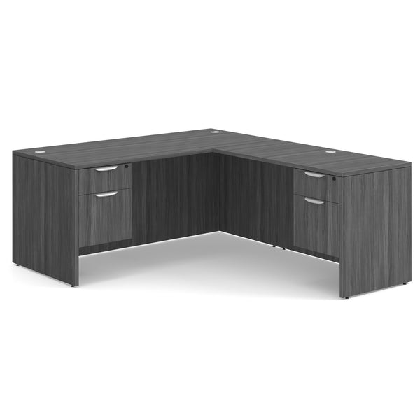 OfficeSource OS Laminate Collection Double 3/4 Pedestal ''L'' Desk - 66'' x 30''