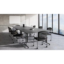OfficeSource Aero Collection Armless Guest or Side Chair with Black Fabric Seat and Titanium Frame