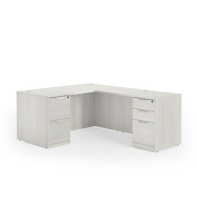 OfficeSource | OS Laminate | Double Full Pedestal ''L'' Desk - 60'' x 30''