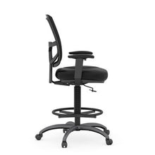 OfficeSource | CoolMesh Pro Collection | Mesh Back Task Stool with Adjustable Arms, Upholstered Seat, Footring and Black Base