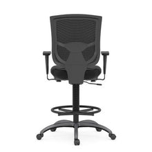 OfficeSource | CoolMesh Pro Collection | Mesh Back Task Stool with Adjustable Arms, Upholstered Seat, Footring and Black Base