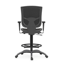 OfficeSource | CoolMesh Pro Collection | Mesh Back Task Stool with Adjustable Arms, Upholstered Seat, Footring and Black Base
