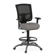 OfficeSource | CoolMesh Pro Collection | Mesh Back Task Stool with Adjustable Arms, Upholstered Seat, Footring and Black Base