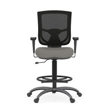 OfficeSource | CoolMesh Pro Collection | Mesh Back Task Stool with Adjustable Arms, Upholstered Seat, Footring and Black Base