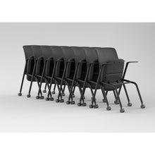 OfficeSource Orion Nesting Chair with Arms and Black Frame - Set of 2