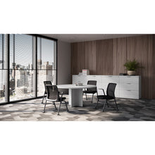OfficeSource Orion Nesting Chair with Arms and Black Frame - Set of 2