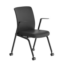 OfficeSource Orion Nesting Chair with Arms and Black Frame - Set of 2