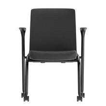OfficeSource Orion Nesting Chair with Arms and Black Frame - Set of 2