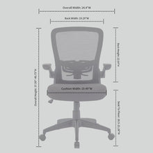 OfficeSource | Finn | Flip Arm Mesh Back Task Chair with Black Frame