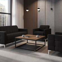 Lenox 36'' Square Coffee Table with Black Metal Base