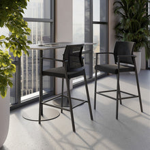 OfficeSource Oslo Mesh Back Stool with Arms and Black Frame