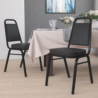 OfficeSource Reese Collection Square Back Stacker with Black Textured Metal Frame