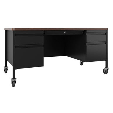 OfficeSource | Whitley | 60''W Mobile Double Pedestal Teacher's Desk
