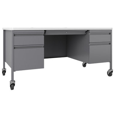 OfficeSource | Whitley | 60''W Mobile Double Pedestal Teacher's Desk