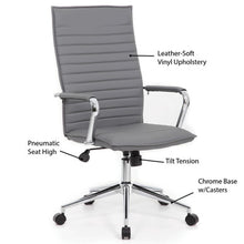 OfficeSource | Ridge | Executive High Back, Ribbed Back  Task Chair w/Chrome Base