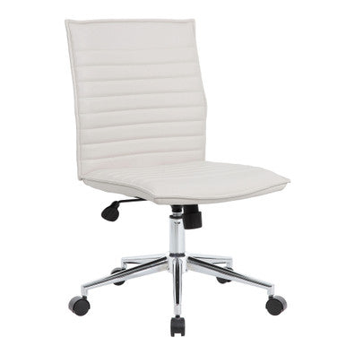 OfficeSource | Ridge | Executive Mid Back Armless, Ribbed Back Task Chair  w/Chrome Base