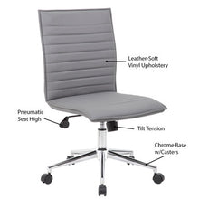 OfficeSource | Ridge | Executive Mid Back Armless, Ribbed Back Task Chair  w/Chrome Base