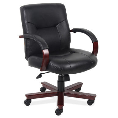 OfficeSource | Spencer | Executive Mid Back w/Mahogany Frame & Base