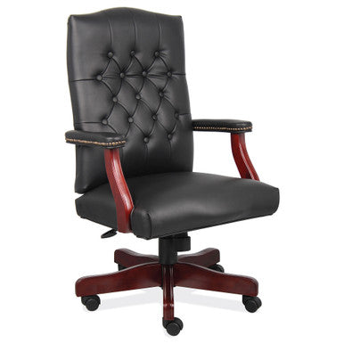 OfficeSource | Lancaster | Executive High Back  Swivel with Mahogany Frame