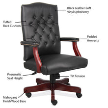 OfficeSource | Lancaster | Executive High Back  Swivel with Mahogany Frame