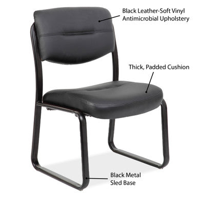 OfficeSource Merit Collection Armless Sled Base Guest Chair with Black Frame
