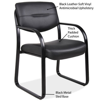 OfficeSource Merit Collection Sled Base Guest Chair with Arms and Black Frame