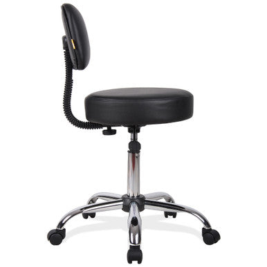 OfficeSource Medical Stools Medical Stool with Backrest and Polished Chrome Base