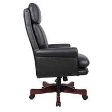 OfficeSource | Lancaster Collection | High Back Executive Swivel with Mahogany Frame