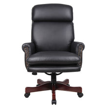 OfficeSource | Lancaster Collection | High Back Executive Swivel with Mahogany Frame