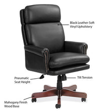 OfficeSource | Lancaster Collection | High Back Executive Swivel with Mahogany Frame