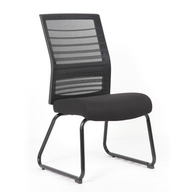 OfficeSource | Interchangeable | Black Mesh Back Guest Chair with Sled Base