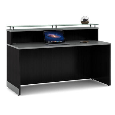 OfficeSource Cosmo Collection Glass Top Reception Desk - 63''W x 32''D